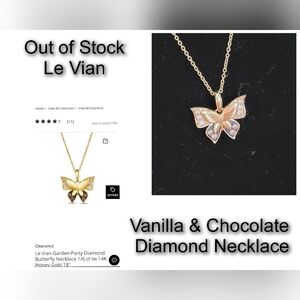 Le Vian 14k Yellow Gold Butterfly Necklace 18" Chocolate & Vanilla Diamonds NWOT